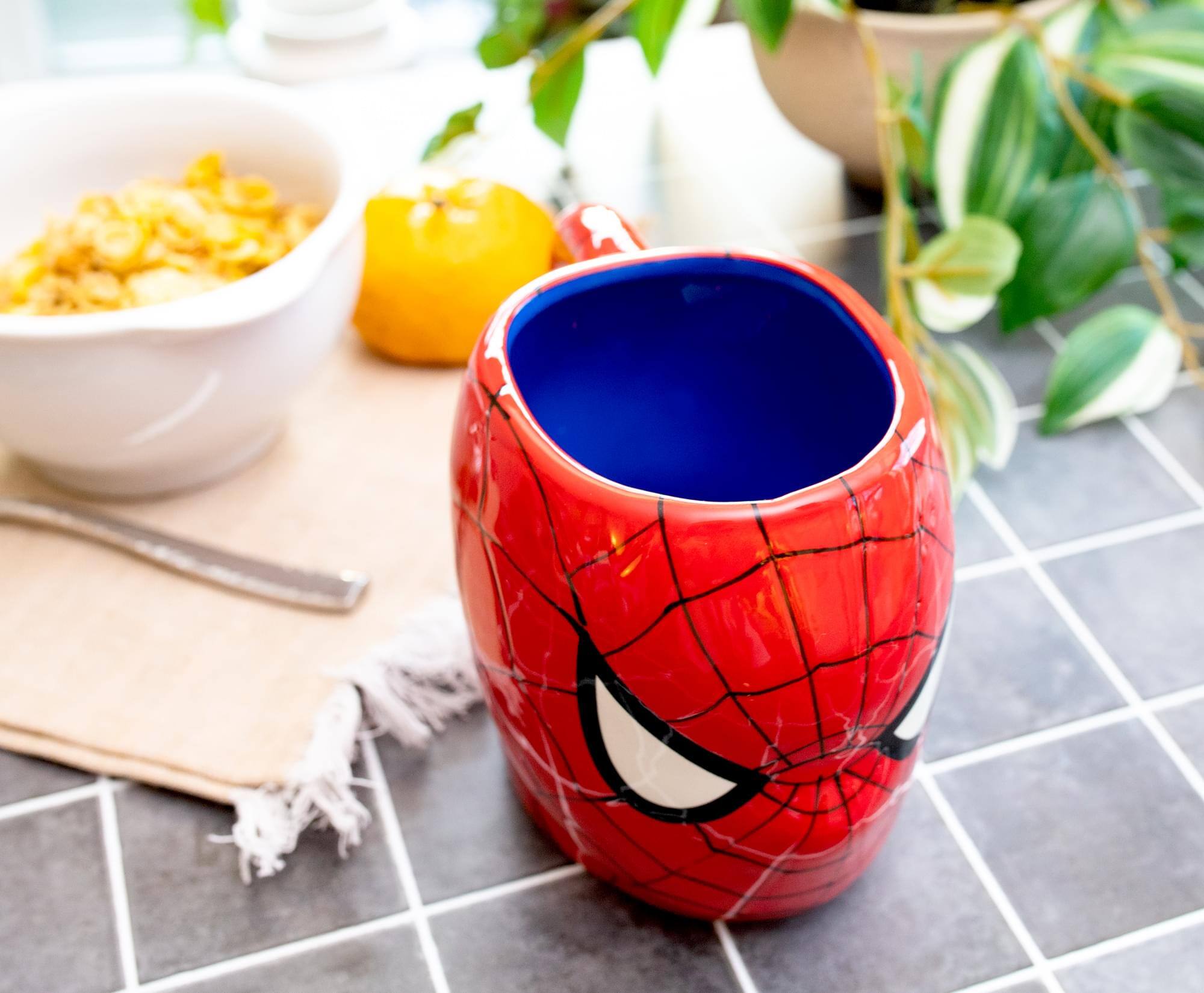 Alt View 3. Marvel - Marvel Comics Spider-Man Mask 3D Sculpted Ceramic Mug | Holds 20 Ounces - Red.