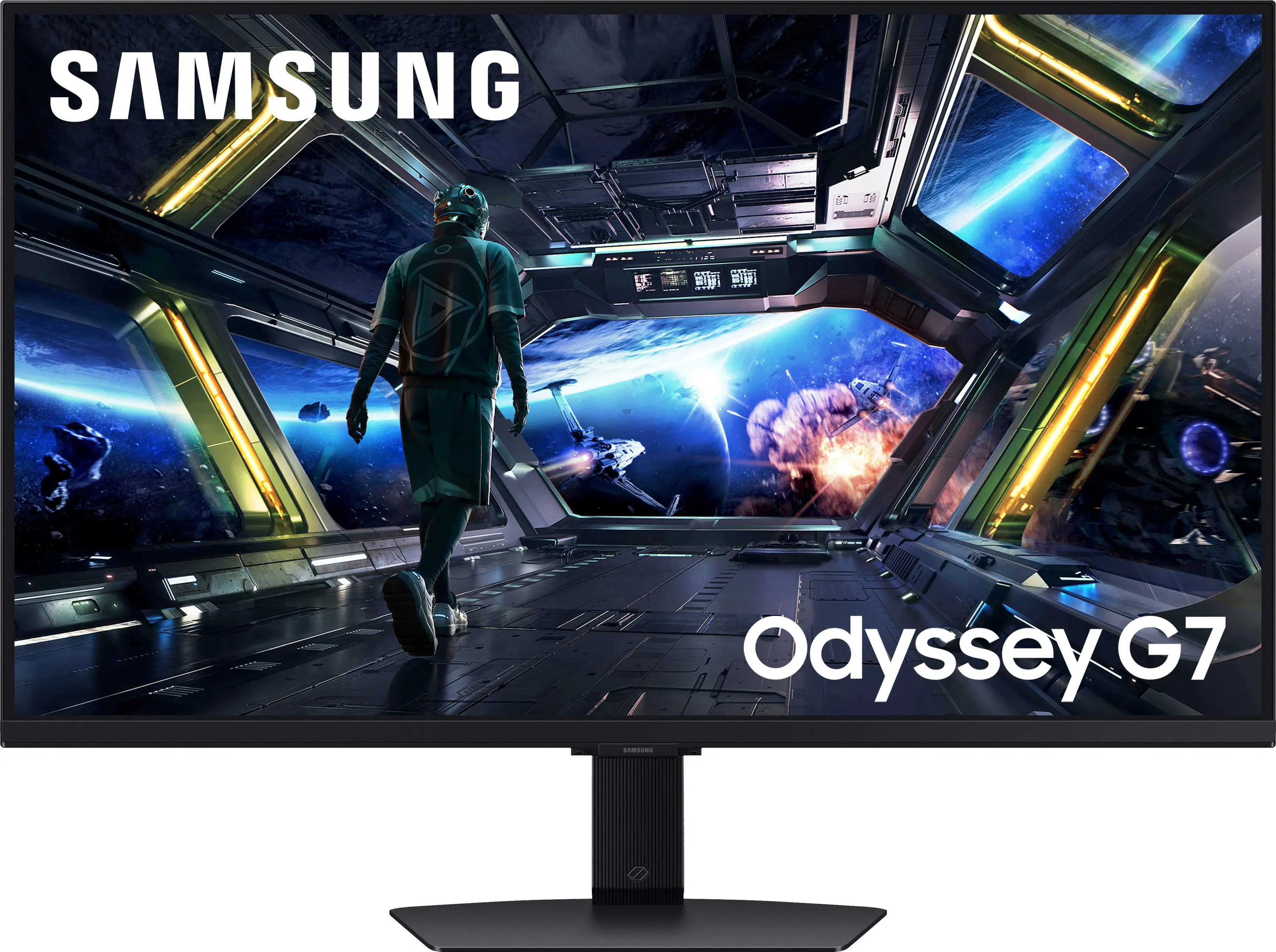Samsung - 32" Odyssey G7 (G70D) 4K UHD IPS AMD FreeSync Premium Pro and G-Sync Compatible Smart Gaming Monitor with HDR400 - Black