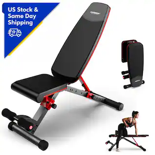 HARISON - Foldable Weight Bench for Home Gym, Adjustable Workout Bench Press with Leg Extension (BB608G) - Black