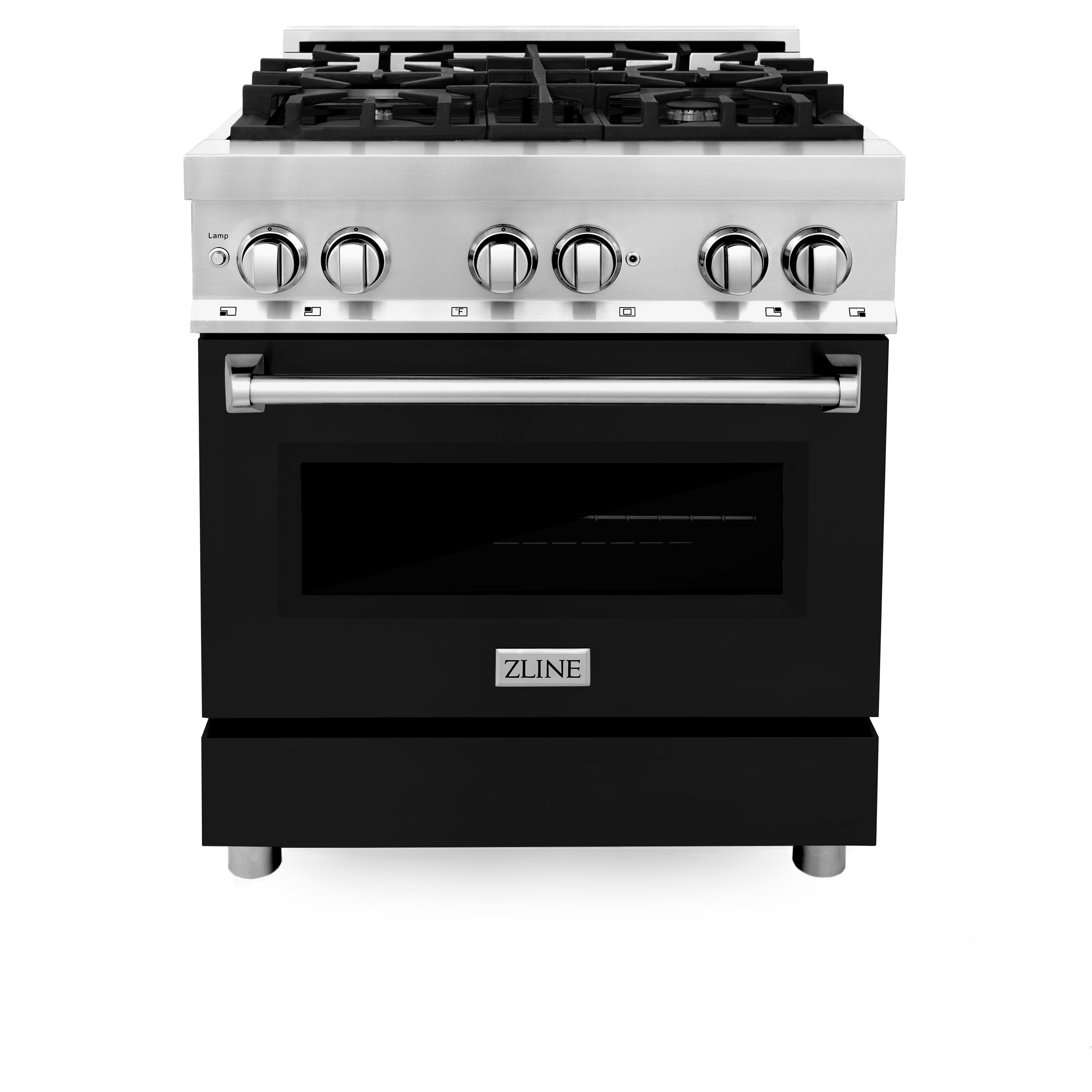 ZLINE - 30" Legacy Dual Fuel Range with 4 Burner Cooktop & Electric Oven with Door (RA-BLM-30) - Black Matte - Front_Zoom