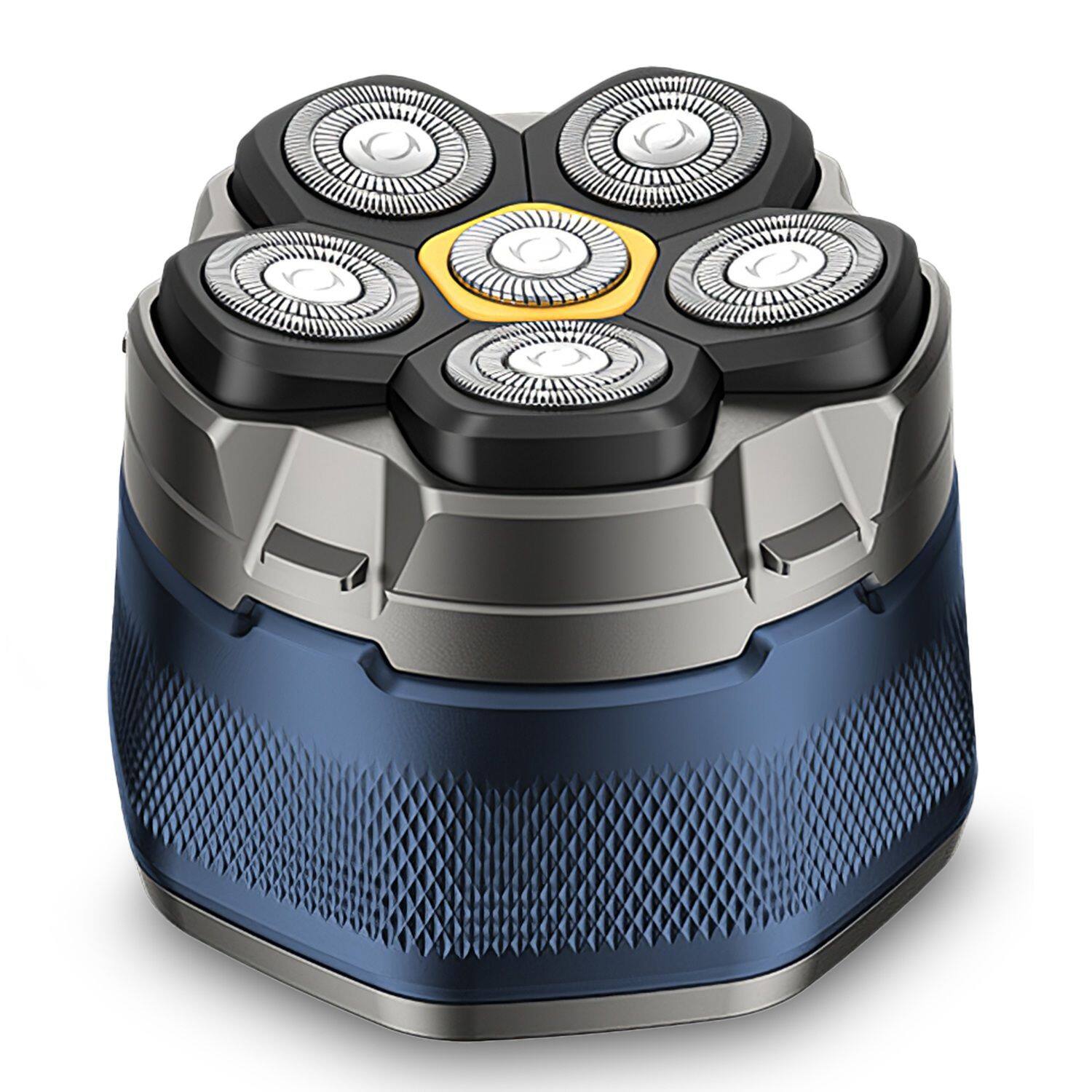 Front. Mirfee - 6D Magnetic Head Shaver for Bald Men: IPX6 Waterproof with LED Display & USB-C - Blue.