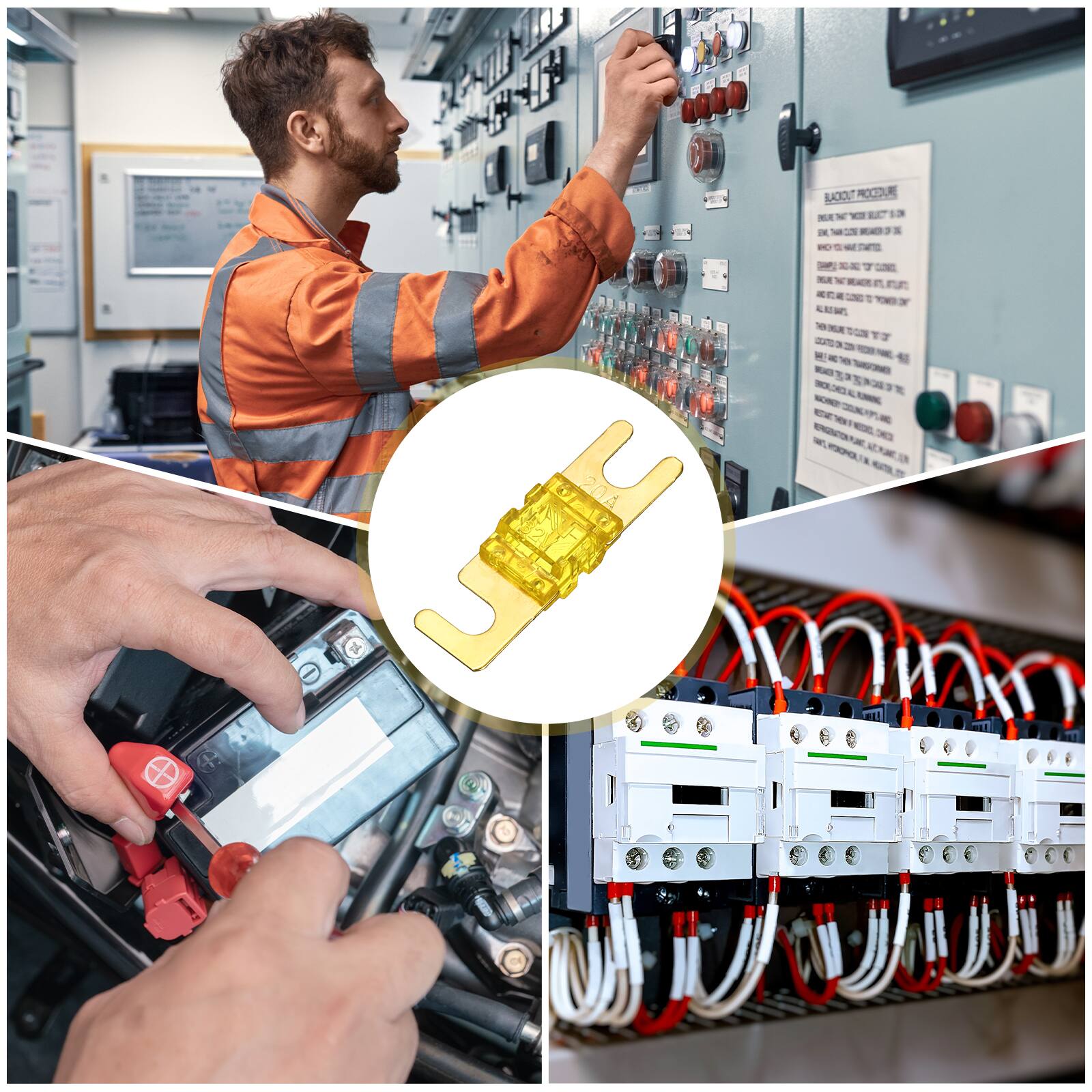 Alt View 4. Unique Bargains - 5pcs 20A 32V Mini ANL Fuse Blade Type for Automotive Marine Audio Video System Electrical Protection - Yellow.