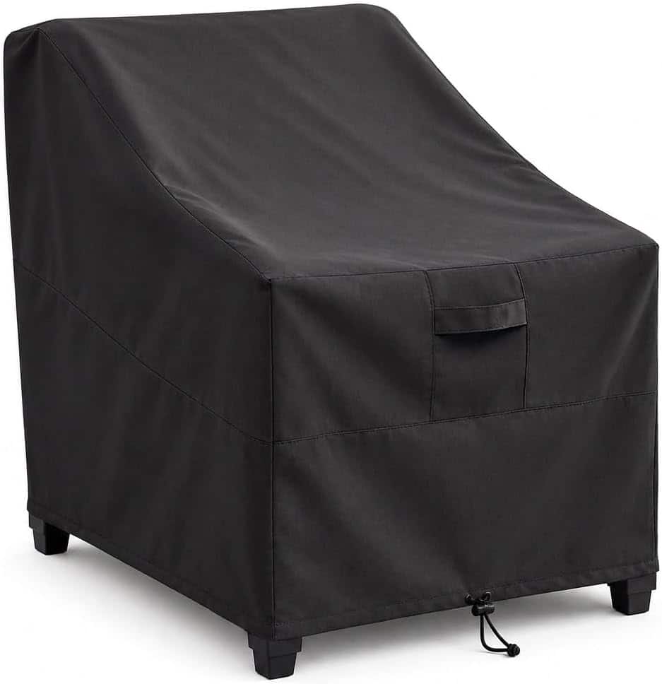 KHOMO GEAR - Patio Chair Cover - Heavy Duty, Water Resistant Outdoor Furniture Cover - 33.5" D x 31.5" W x 36" H - Black