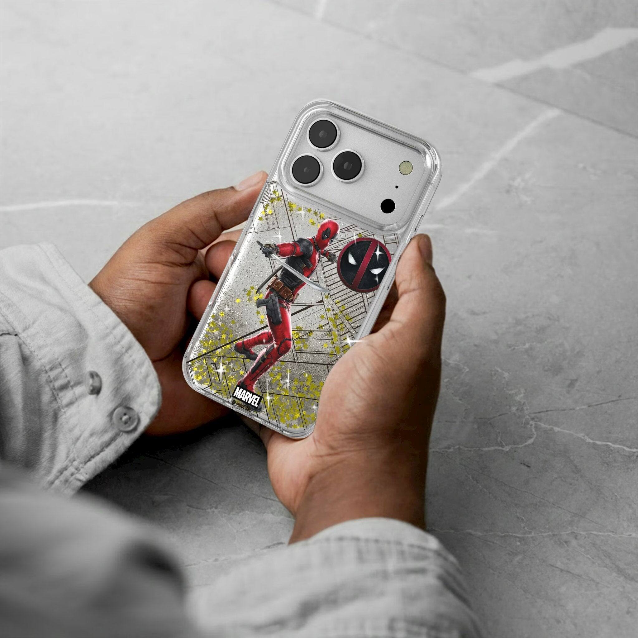 Alt View 1. Keyscaper - Marvel MechLine Glitter Phone Case - Apple iPhone 17 - Deadpool.