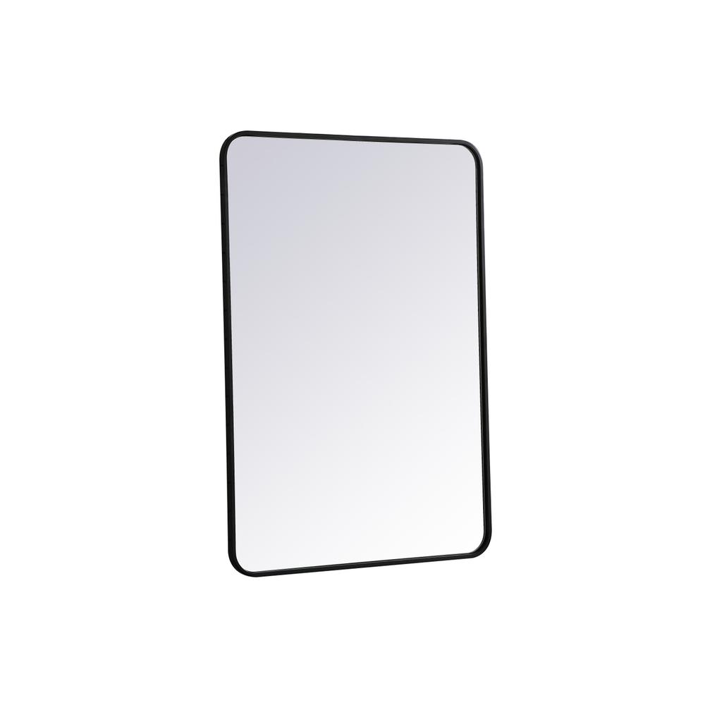 Left. Elegant Decor - Soft corner metal rectangular mirror 27x40 inch in Black - Black.