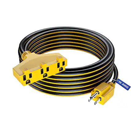 Front. Maximm - Extension Cord 30 ft, SJTW Extension Cord with Multiple Outlets, 16 Gauge ETL Listed - Black and Yellow.