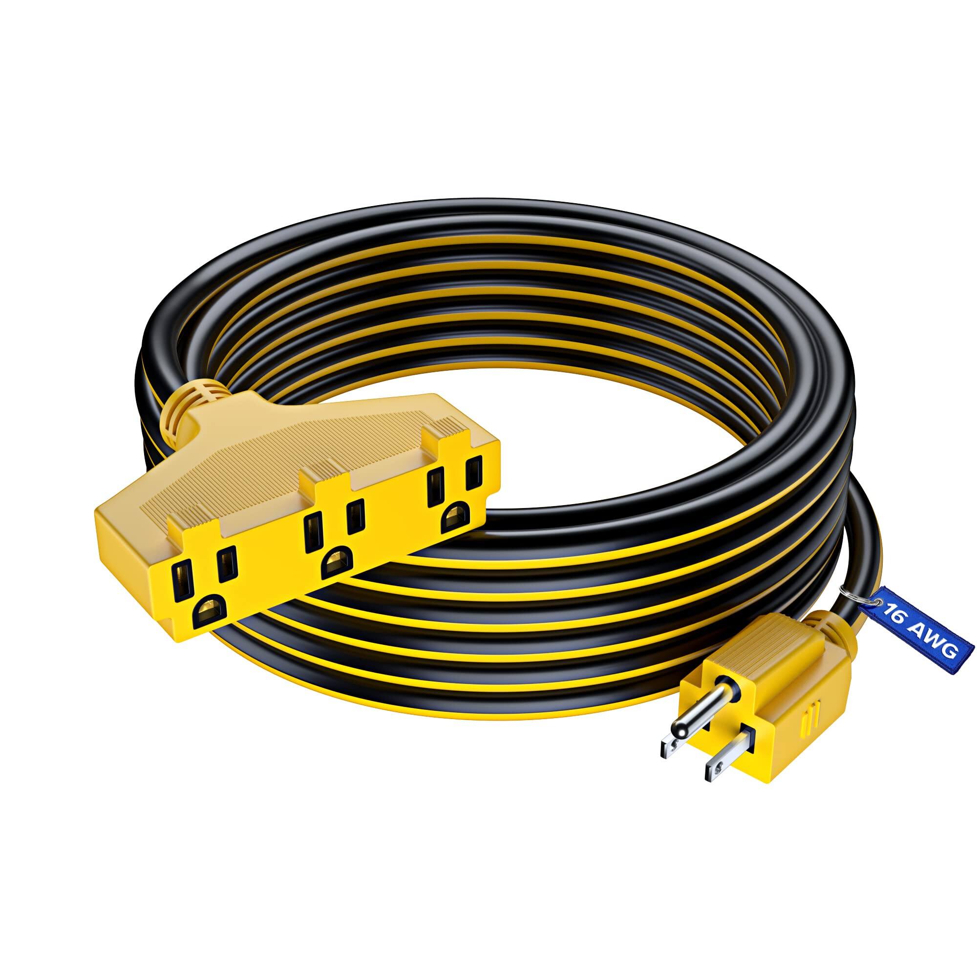 Front. Maximm - Extension Cord 30 ft, SJTW Extension Cord with Multiple Outlets, 16 Gauge ETL Listed - Black and Yellow.