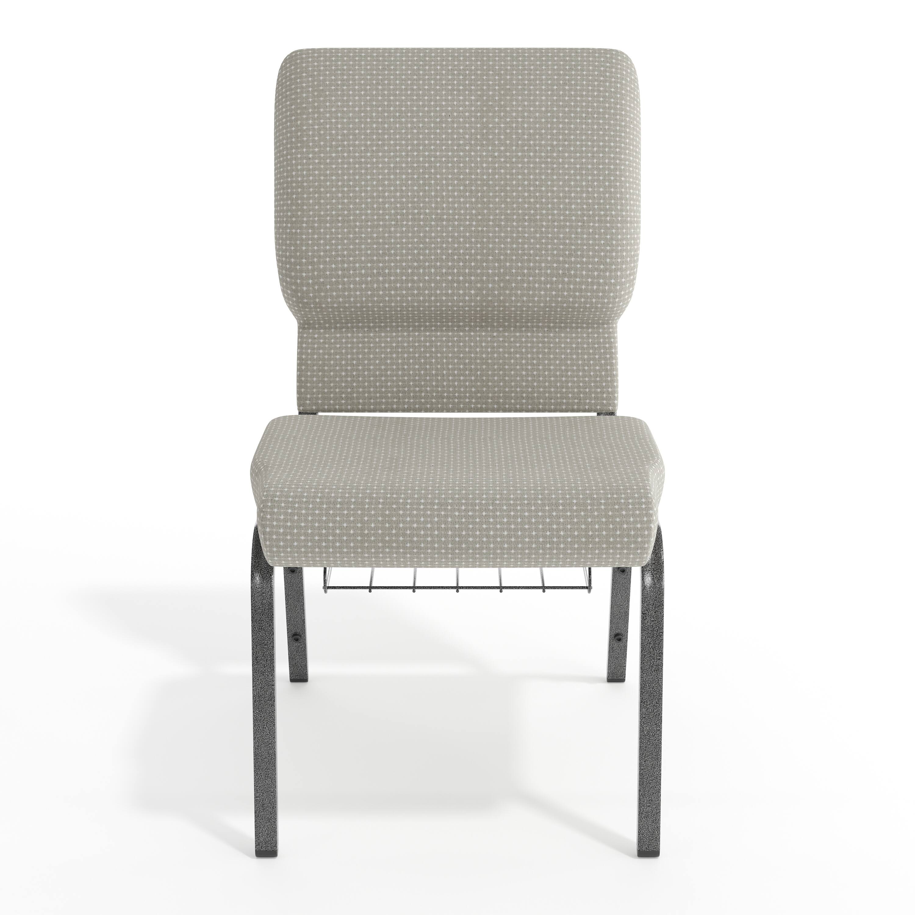 Alt View 9. Emma + Oliver - 18.5"W Church/Reception Guest Chair with Communion Cup Book Rack - Gray Dot Fabric/Silver Vein Frame.