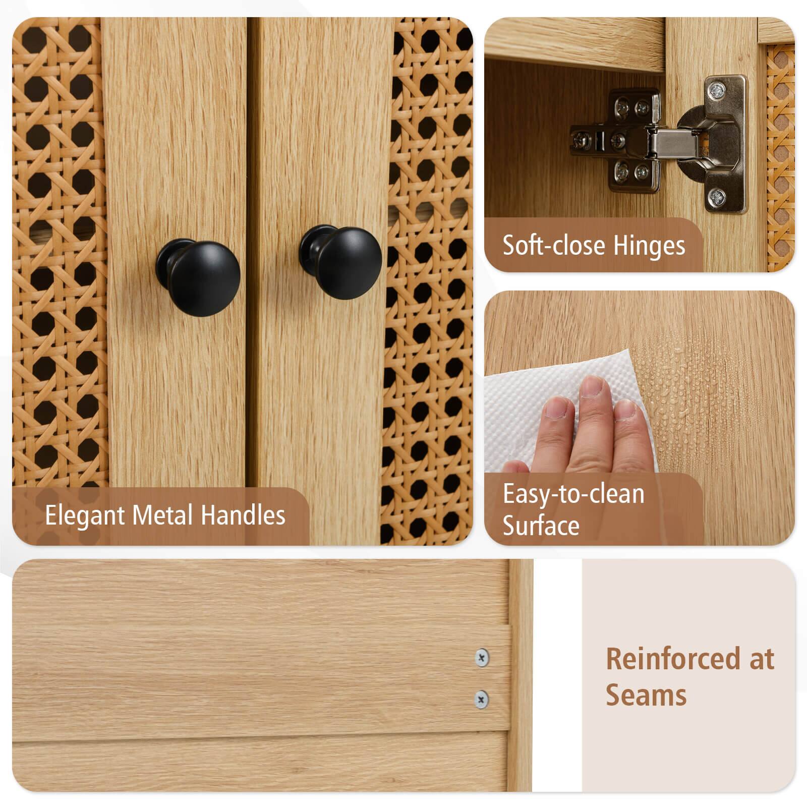 - Soft-close Hinges
- Elegant Metal Handles
- Easy-to-clean Surface
- Reinforced at Seams