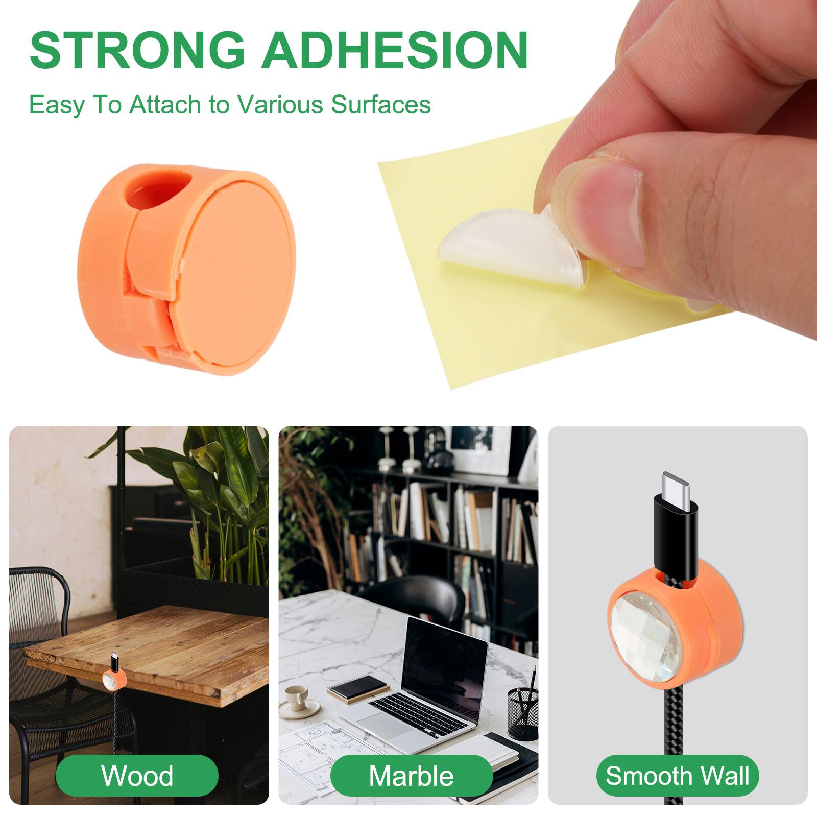STRONG ADHESION  
Easy To Attach to Various Surfaces  
Wood  
Marble  
Smooth Wall