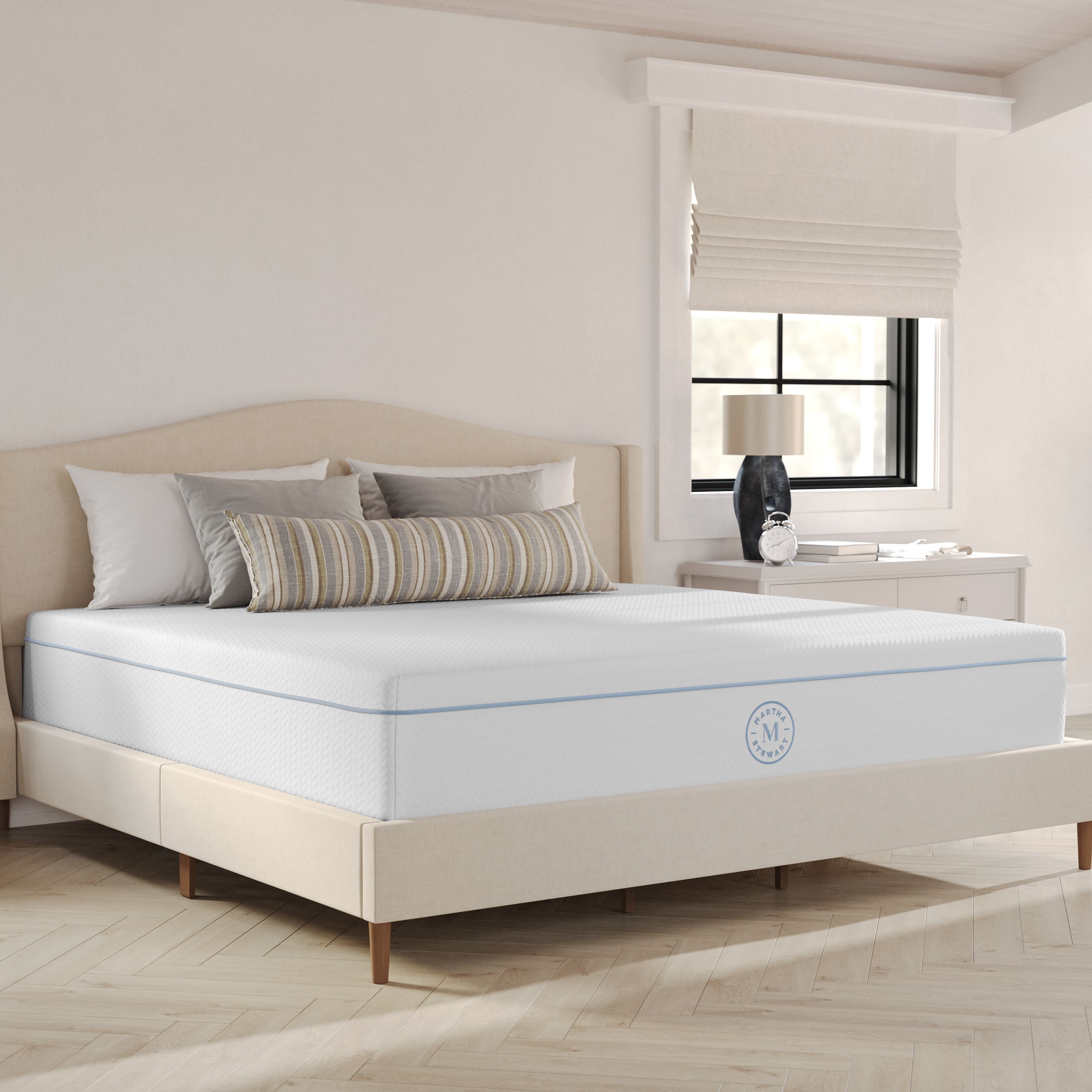 Martha Stewart - Sleepcomplete Medium Support Dual-Action Green Tea Cooling Memory Foam Mattress in a Box - White