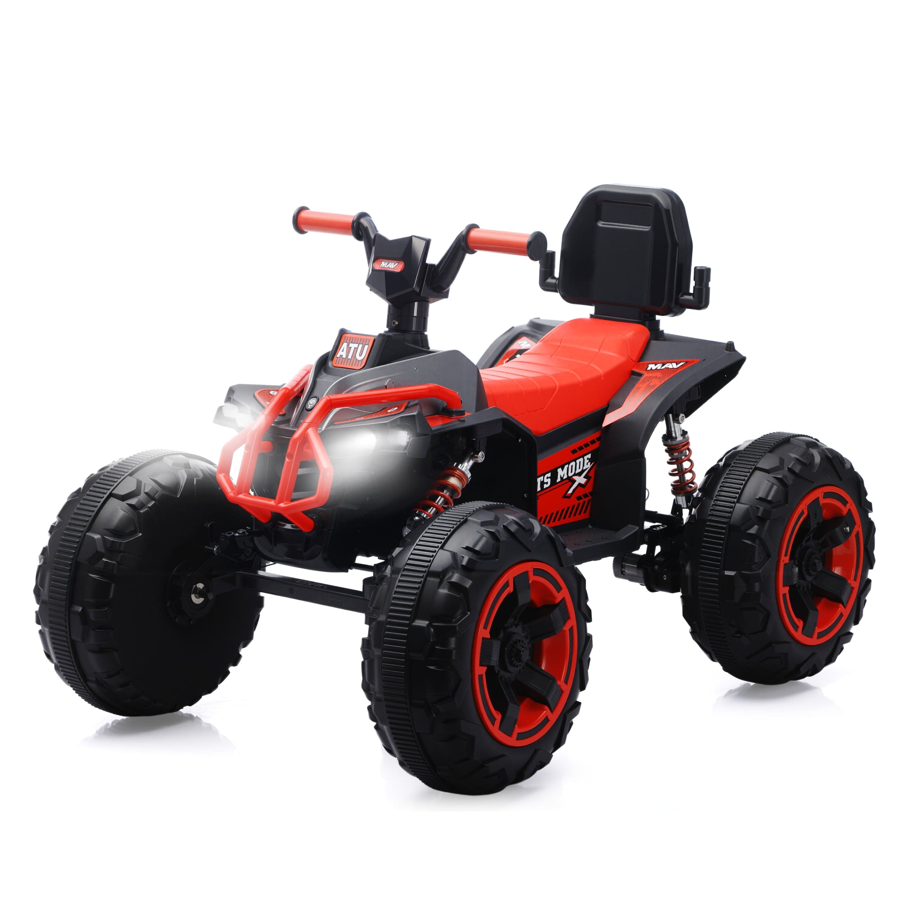 BreeBe - 12V Ride-On Toys for Toddlers 4-12, 2 Gears Forward/Reverse, Big Tires, Shock Absorption, 80-Min Battery, ATV Car - Red
