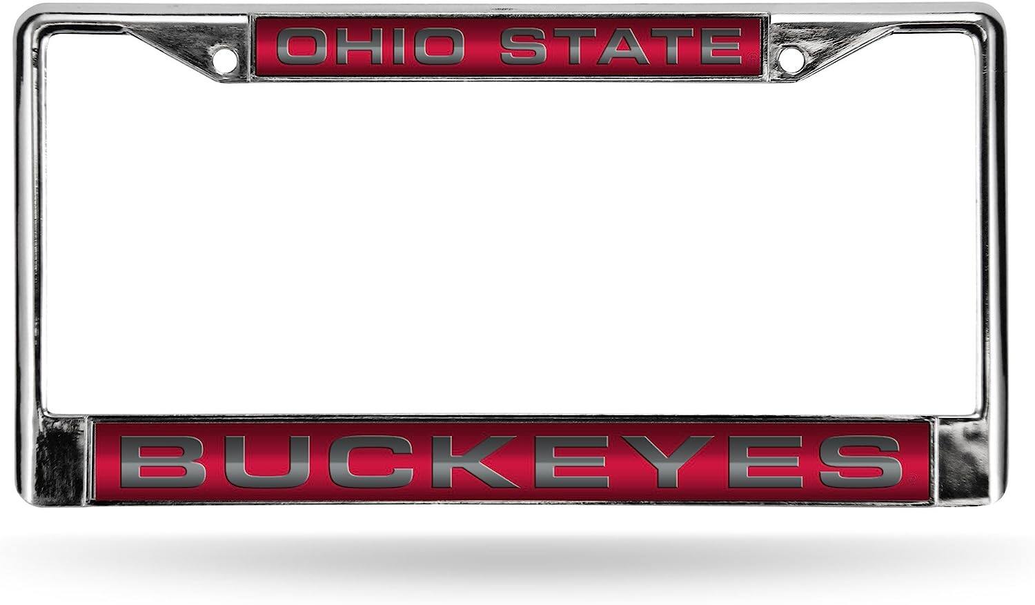 Rico Industries - Ohio St OSU Buckeye's Chrome Metal License Plate Frame Holder - Multi