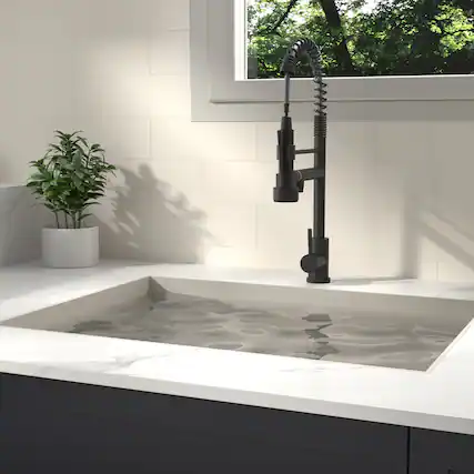 Front. Siljoy - Bothwa Home CUPC Certified 19" Single Handle Kitchen Faucet (Matt Black Finish) - Matt Black.