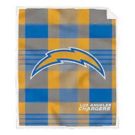 Pegasus - Los Angeles Chargers 60- x 70- Plaid Steel Ultra Cozy Sherpa Blanket - Multicolor