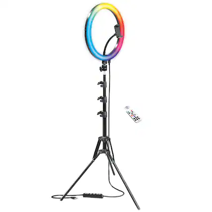 Front. Bower - Bower Wa-rlsrgb12 Rgb Selfie Ring Light Studio Kit With Wireless Remote Control And Tripod (12 In.) - black.
