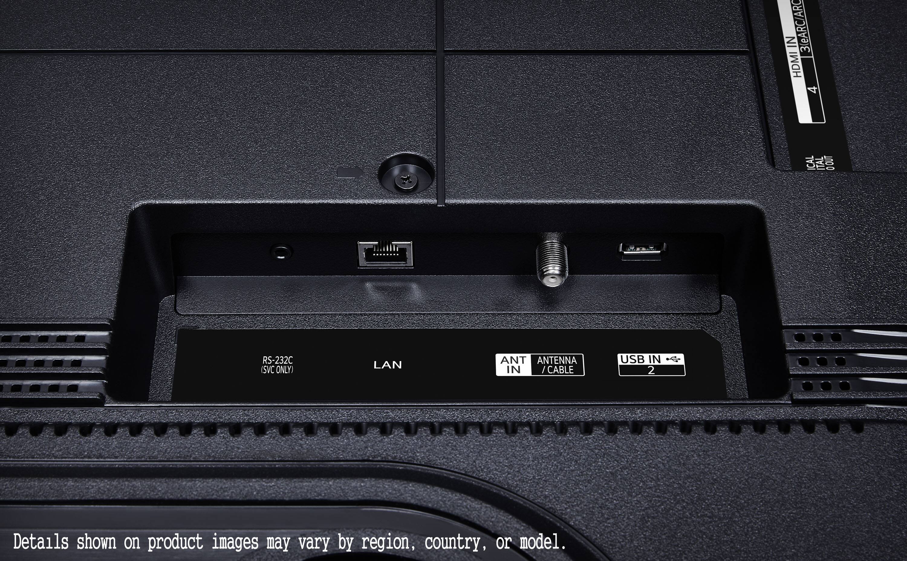 The text on the image reads:

3 (eARC/ARC HDMI IN) 4 (iCAL) 1 (ITAL) 2 (OUT RS-232C (SVC ONLY)) 3 (LAN) 1 (ANTENNA IN/CABLE) 2 (USB IN)

The corrected text should be:

3 (eARC/ARC HDMI IN) 4 (iCAL) 1 (ITAL) 2 (OUT RS-232C (SVC ONLY)) 3 (LAN) 1 (ANTENNA IN/CABLE) 2 (USB IN)

The text is grouped correctly, and there are no errors in the corrected text.