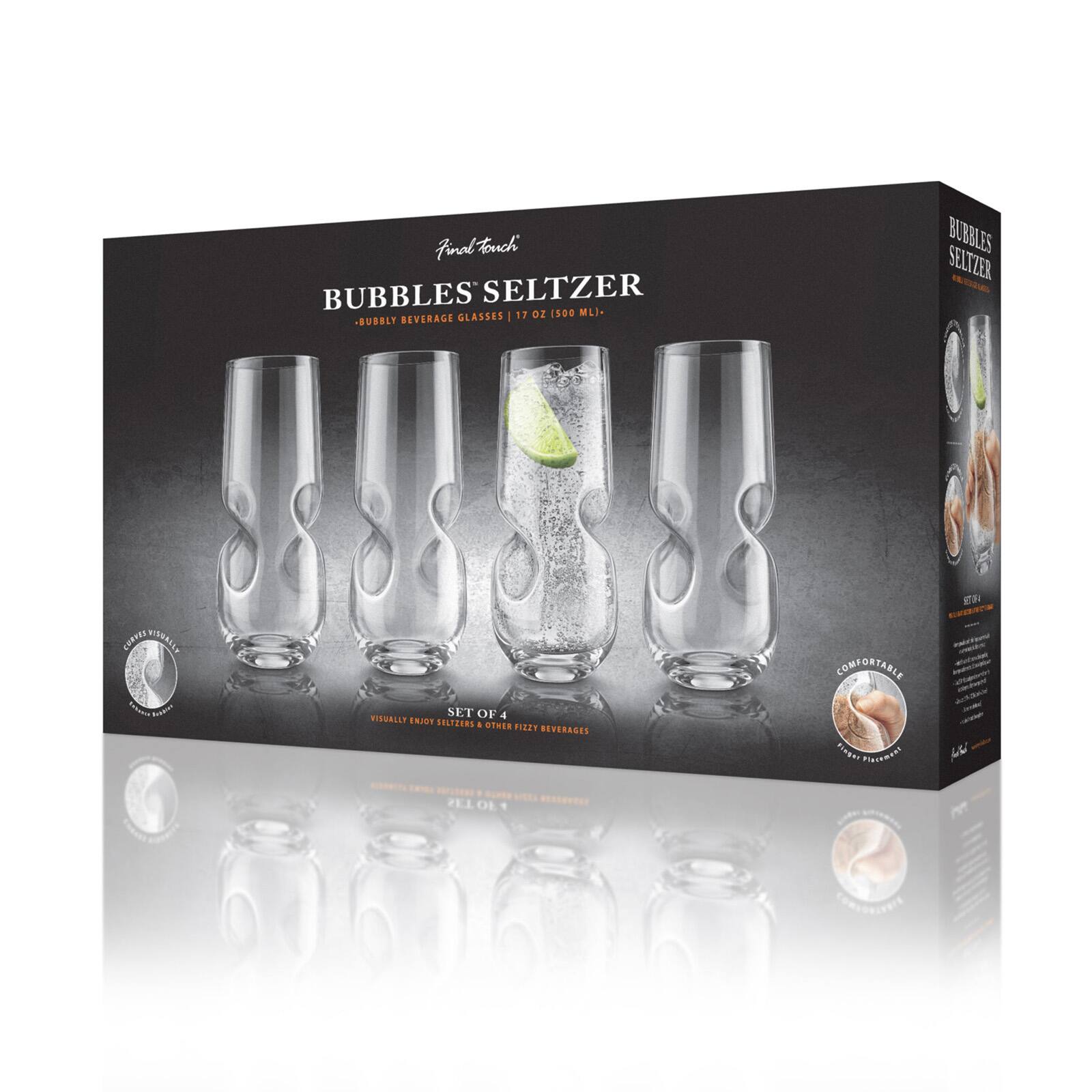 Find: Touch BUBBLES SELTZER GLASSES 17 OZ (500 ML). BUBBLY BEVERAGE

BUBBLES SELTZER
CURVES VISUALLY Breques
SET OF 4 VISUALLY ENJOY SELTZERS & OTHER FIZZY BEVERAGES
COMFORTABLE Finger placement