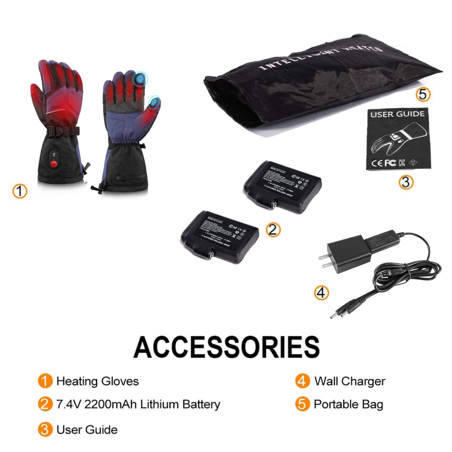 Equipd Rechargeable Heated Gloves with Battery, Windproof Touchscreen ...