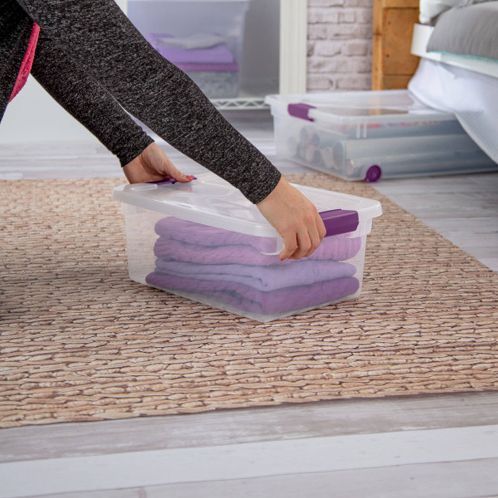 Alt View 2. Sterilite - Sterilite 15 Qt. Plastic Stackable Storage Container with Lid, Clear (24 Pack) - Clear.