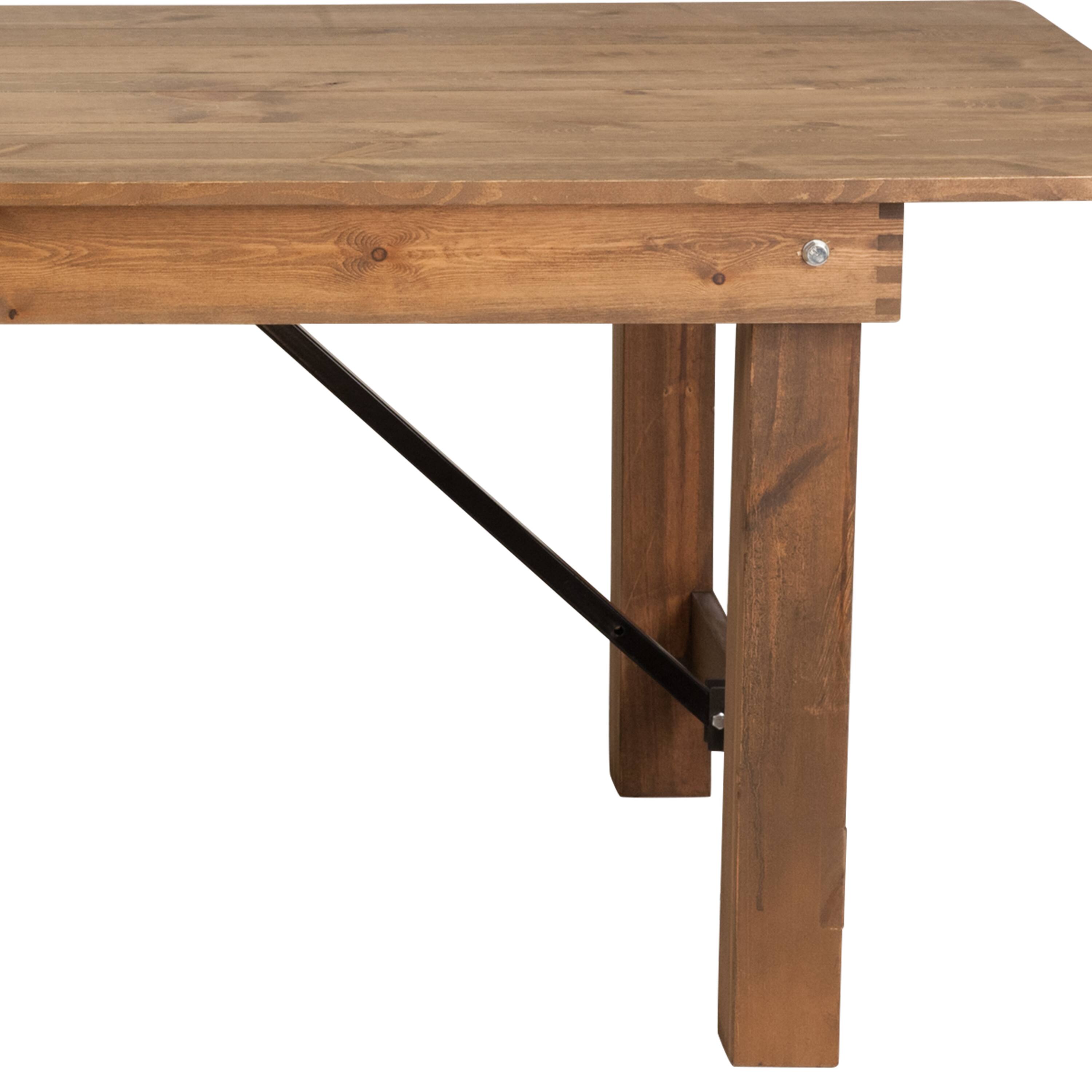 Alt View 17. Alamont Home - Hercules 8' x 40" Rectangular Antique Rustic Solid Pine Folding Farm Table - Antique Rustic.