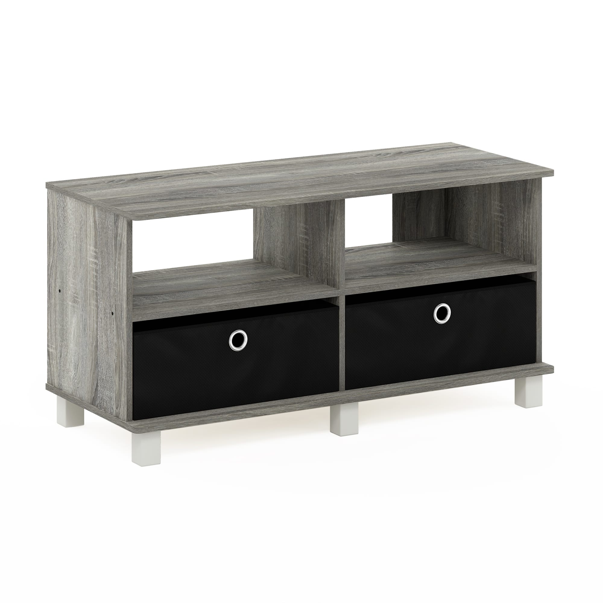 Furinno - Andrey Entertainment Center with Bin Drawers - French Oak/Black