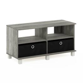 Furinno - Andrey Entertainment Center with Bin Drawers - French Oak/Black