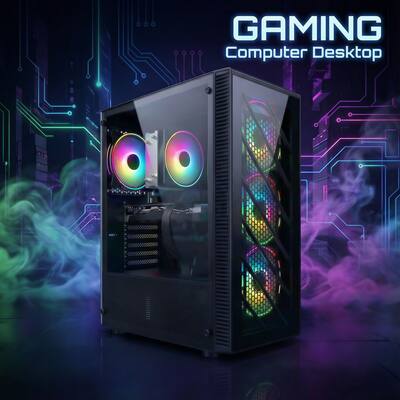 STGAubron Gaming Desktop PC,AMD Ryzen 5 5500 up to 4.2GHz, Radeon STGAubron Gaming Desktop PC,AMD Ryzen 5 5500 up to 4.2GHz, Radeon