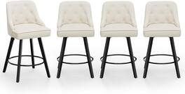 Winado - 26" H Swivel Barstools Upholstered Counter Stool with Back Kitchen High Chairs Counter Height Bar Stools with Cushion - Beige Fabric-Set of 4