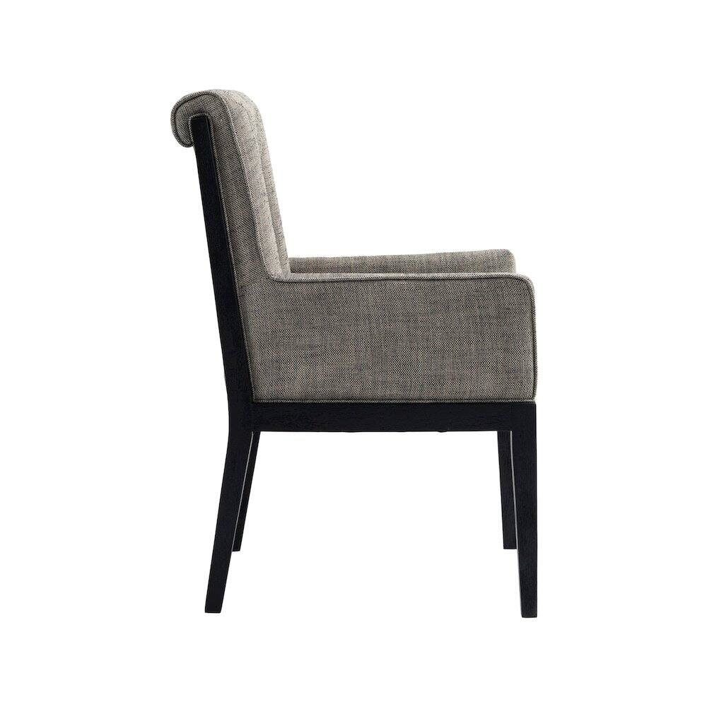 Alt View 3. Meridian Furniture - Gwendolyn Grey Linen Textured Fabric Dining Arm Chair - Grey.