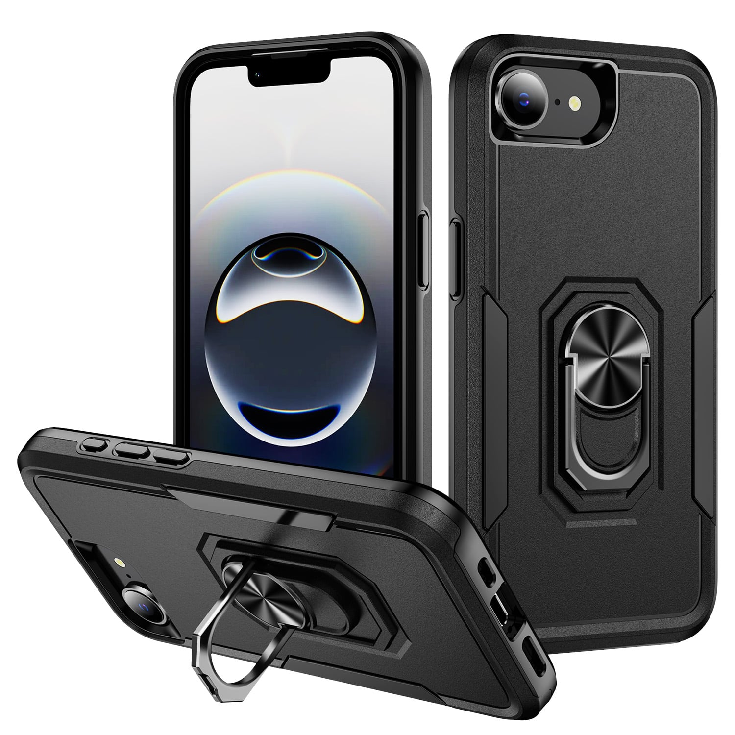 UUCOVER - For Apple iPhone 17e/16e Magnetic Heavy Duty Case with Rotating Ring Kickstand, Shockproof Drop Protection Matte Cover - Black price history on PriceWatchPro