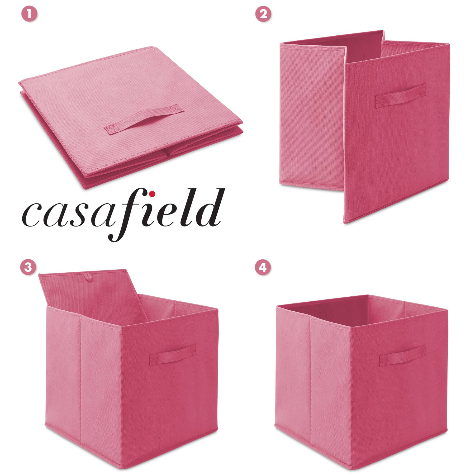 Alt View 5. Casafield - (Set of 12) Collapsible Fabric Cubes - Storage Bins - Hot Pink.
