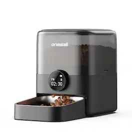 Oneisall - PF05 Automatic Cat Feeder, 6-Meal Programmable Timer with Backup Battery & Freshness Seal - Black
