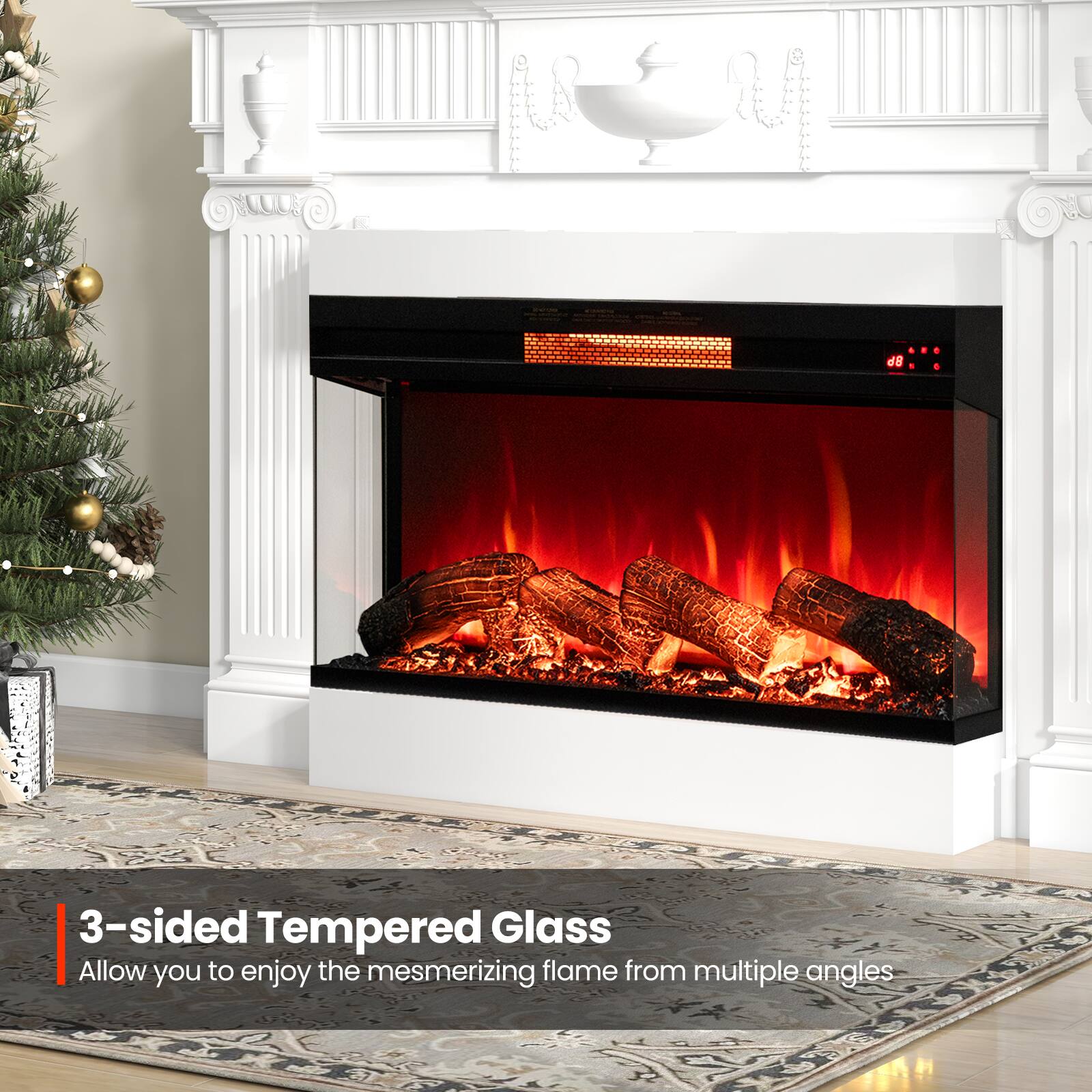 3-sided Tempered Glass - Allow you to enjoy the mesmerizing flame from multiple angles