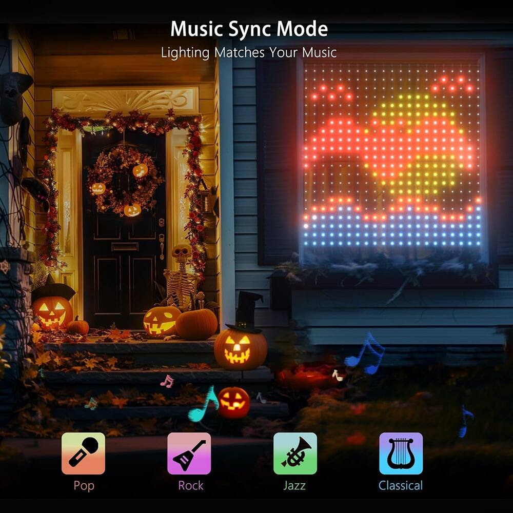Music Sync Mode  
Lighting Matches Your Music  

Pop  
Rock  
Jazz  
Classical