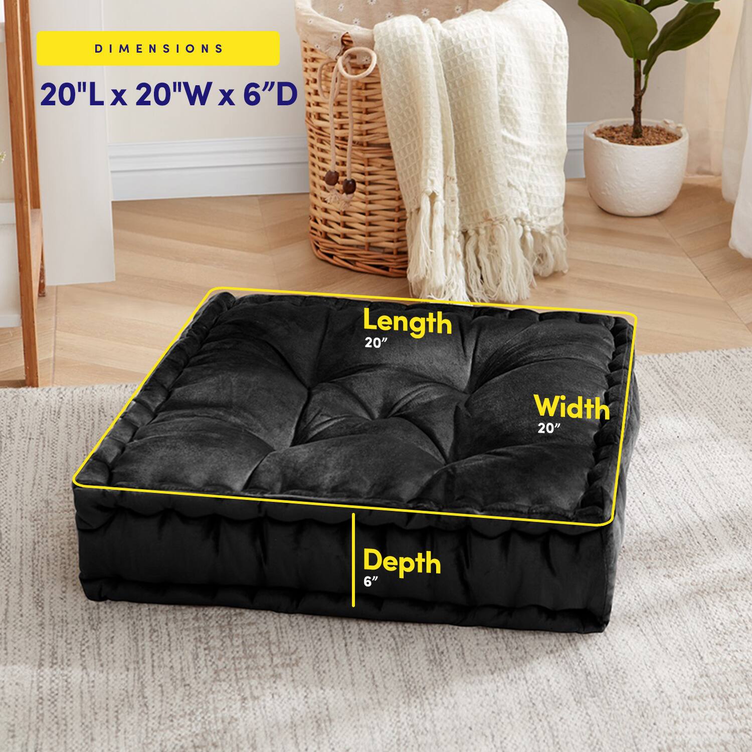 DIMENSIONS  
20"L x 20"W x 6"D  

Length 20"  
Width 20"  
Depth 6"