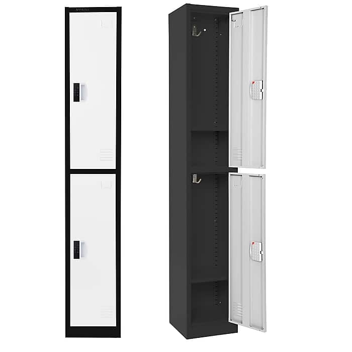 Photos - Hallway Furniture Steel AdirOffice - Storage Locker 629-Series 72" H 2-Tier  Digital Lock 2-Shelf Locker - Black Bidy/White Doors ADI629-202-B 