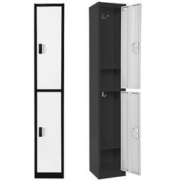 AdirOffice - Storage Locker 629-Series 72" H 2-Tier Steel Digital Lock 2-Shelf Locker - Black Bidy/White Doors