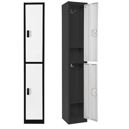 Front. AdirOffice - Storage Locker 629-Series 72" H 2-Tier Steel Digital Lock 2-Shelf Locker - Black Bidy/White Doors.