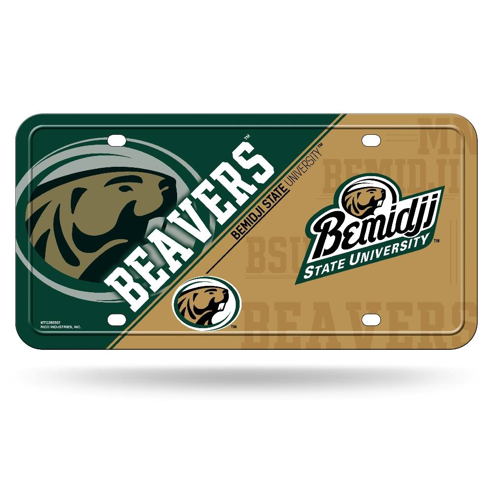 Rico Industries - Bemidji State Beavers Logo 12x6 Metal License Plate Auto Tag - Multi