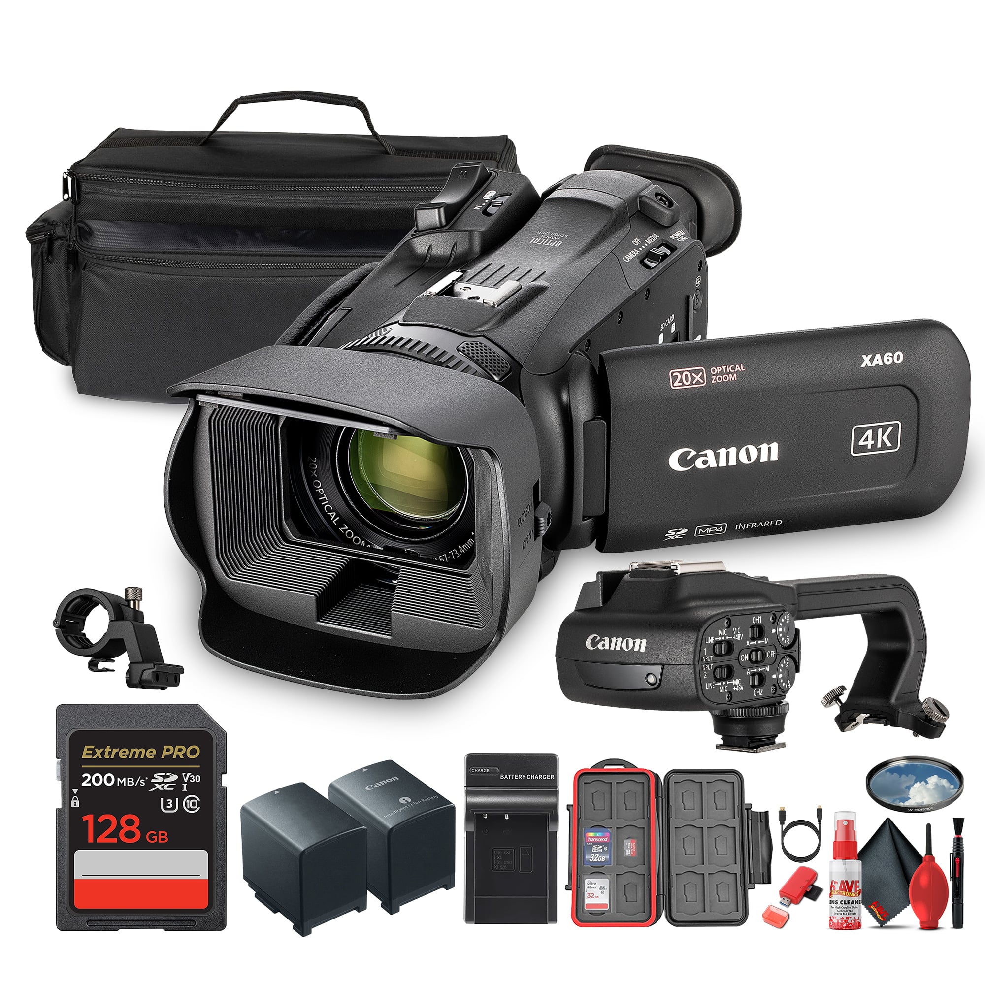 Canon - XA60 PAL Professional UHD 4K Camcorder + 128GB SDXC Memory Card + More (Bundle)