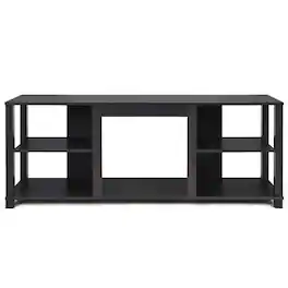 Pefilos - 2-Tier TV Storage Cabinet Console with Adjustable Shelves, Mid Century Modern TV Stand for Living Room Bedroom TV Table - Black