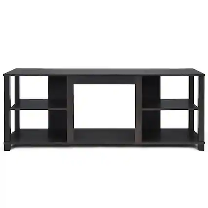 Front. Pefilos - 2-Tier TV Storage Cabinet Console with Adjustable Shelves, Mid Century Modern TV Stand for Living Room Bedroom TV Table - Black.