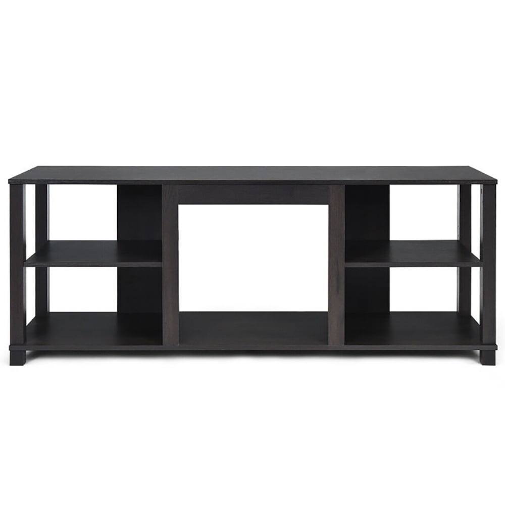 Front. Pefilos - 2-Tier TV Storage Cabinet Console with Adjustable Shelves, Mid Century Modern TV Stand for Living Room Bedroom TV Table - Black.