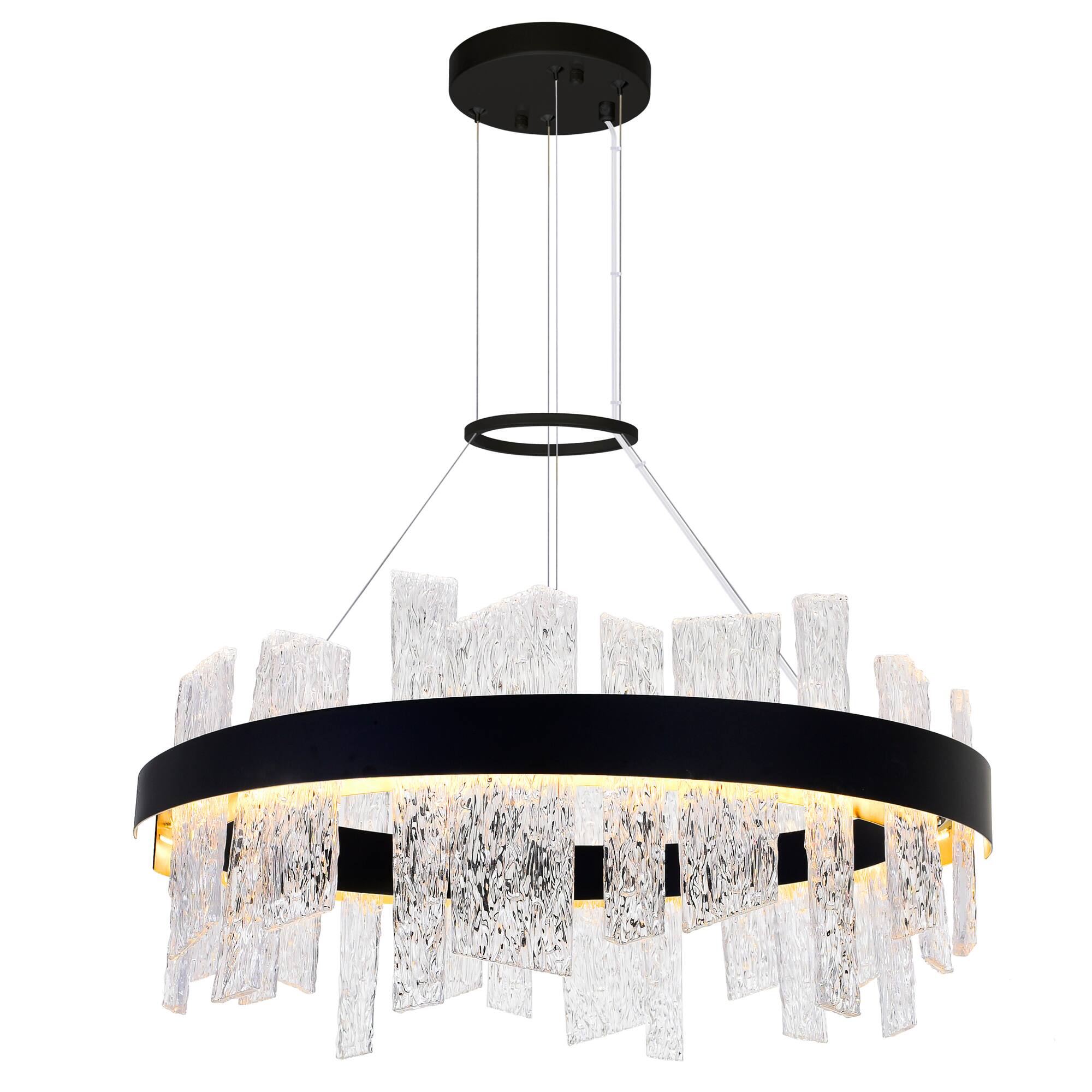 CWI Lighting - Guadiana 32 in LED Black Chandelier - Black & Satin Gold