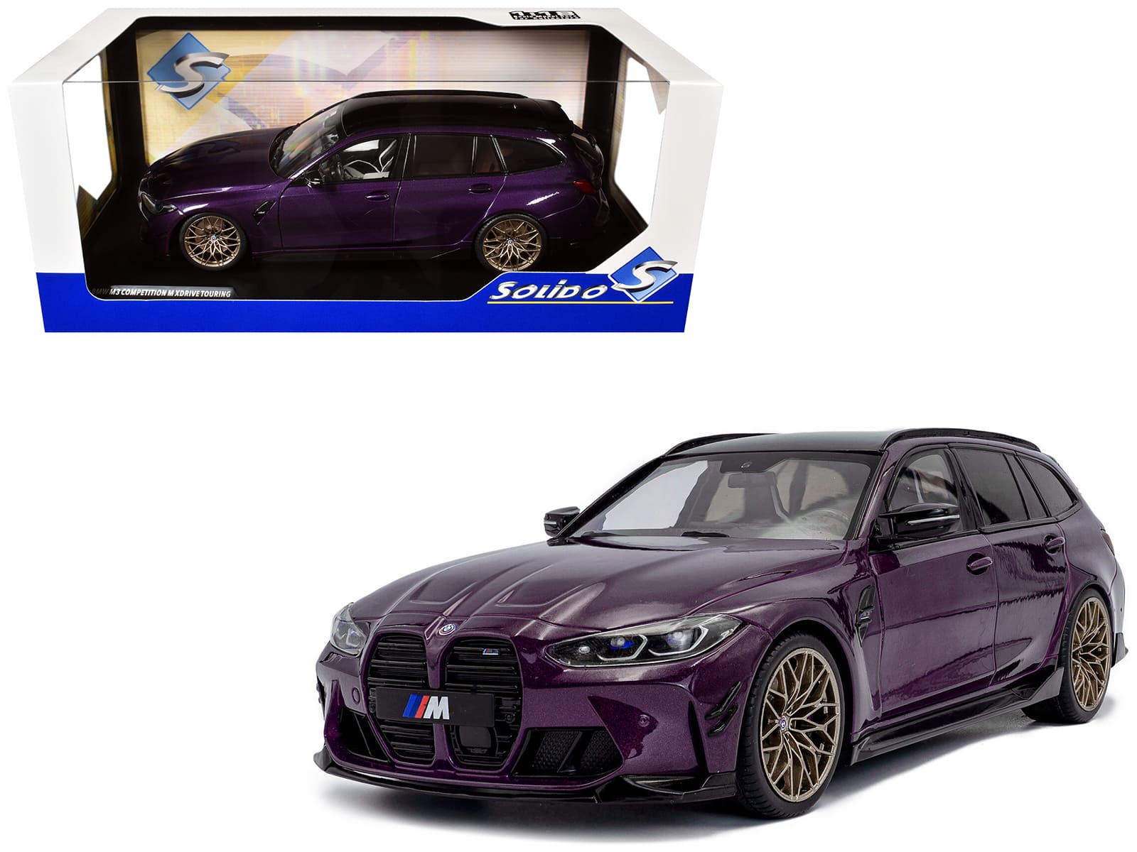 2024 BMW M3 Competition M xDrive Touring Twilight Purple Pearl Metallic with Black Top 1/18 Diecast Model Car by Solido price history on PriceWatchPro
