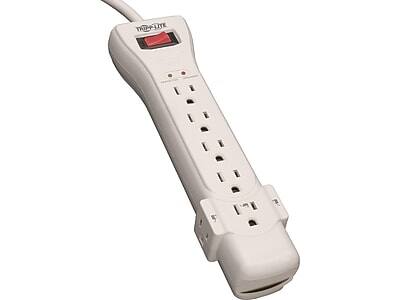 Alt View 1. Tripp Lite - Protect It! 7-Outlet Surge Protector, 7' Cord, Light Gray - Gray/Silver.