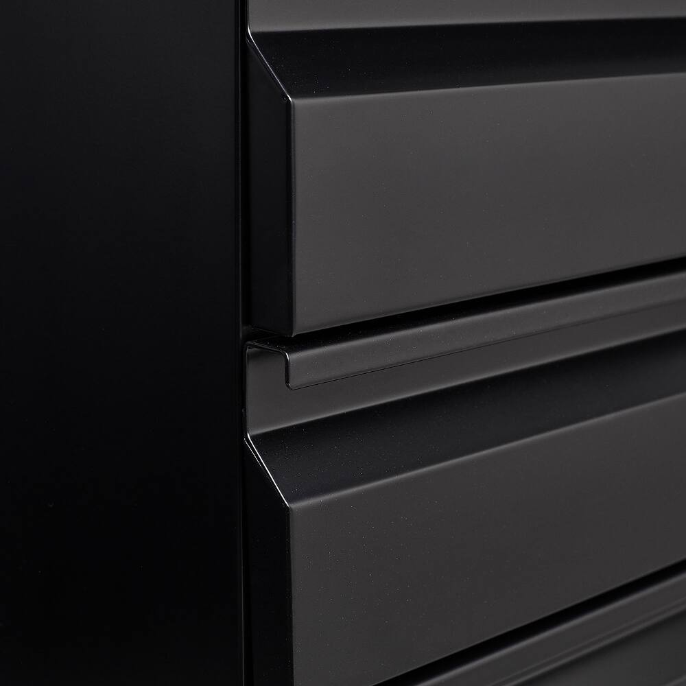 Alt View 4. Loheer - Loheer 3 Drawer Mobile File Cabinet Black Metal Rolling Cabinet with Lock for Legal Letter Size Under Desk.