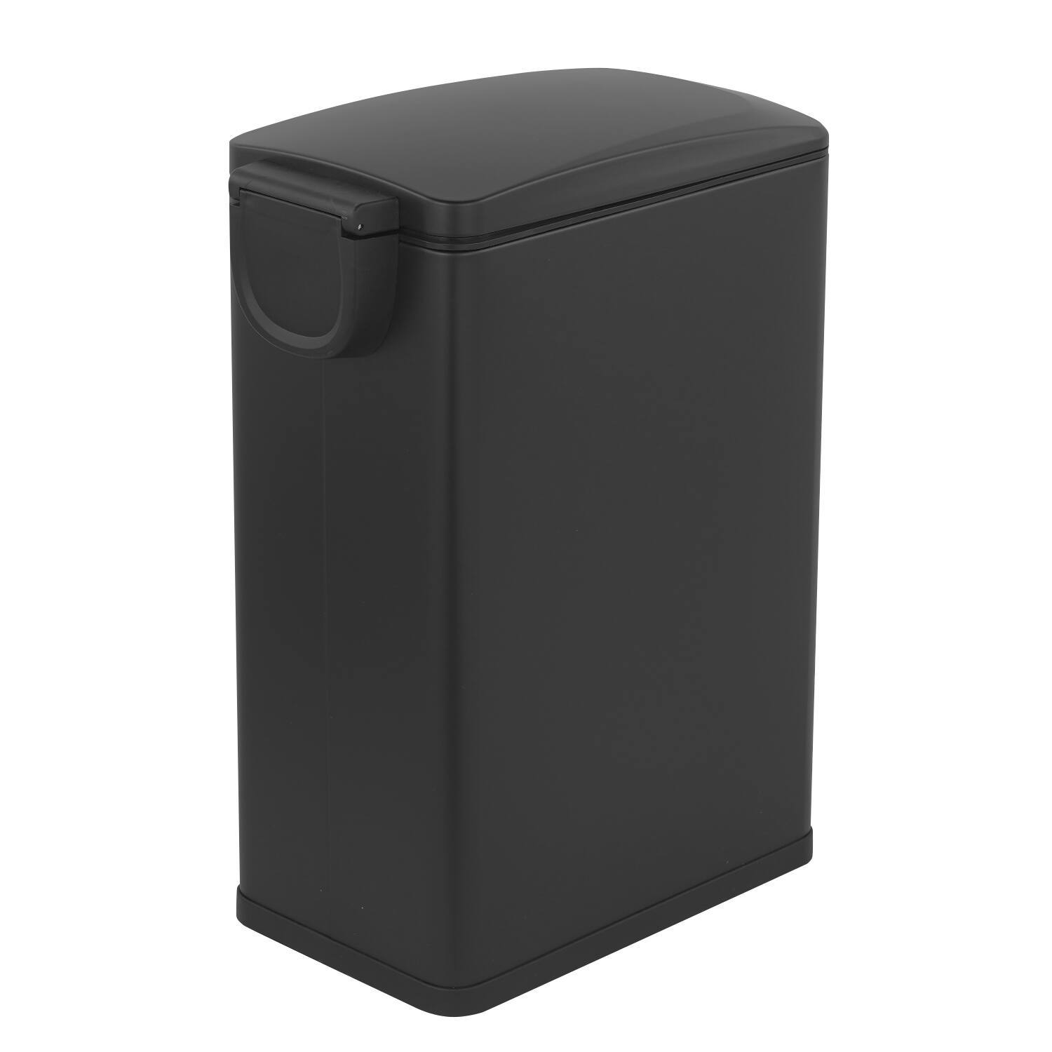 Back. Innovaze - 11.9 Gal./ 45 Liter  Slim Stainless-Steel-Made Matt Black Step-on kitchen Trash Can - Matt Black.
