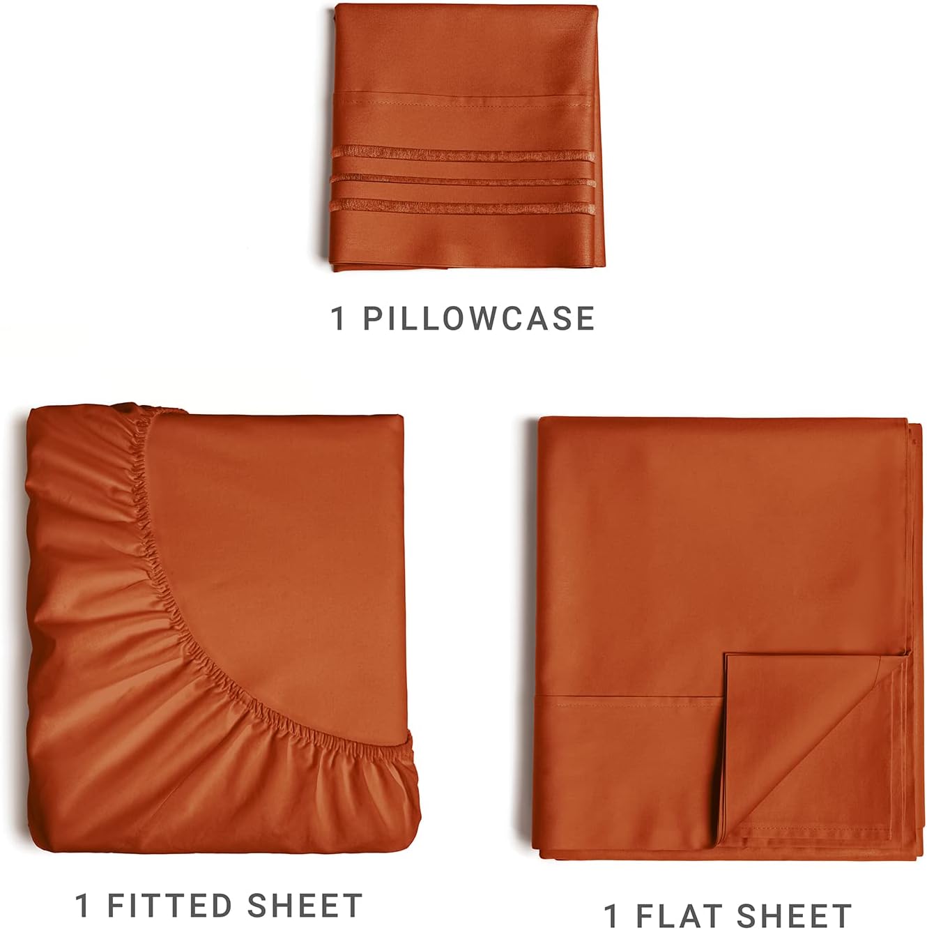 1 Pillowcase  
1 Fitted Sheet  
1 Flat Sheet